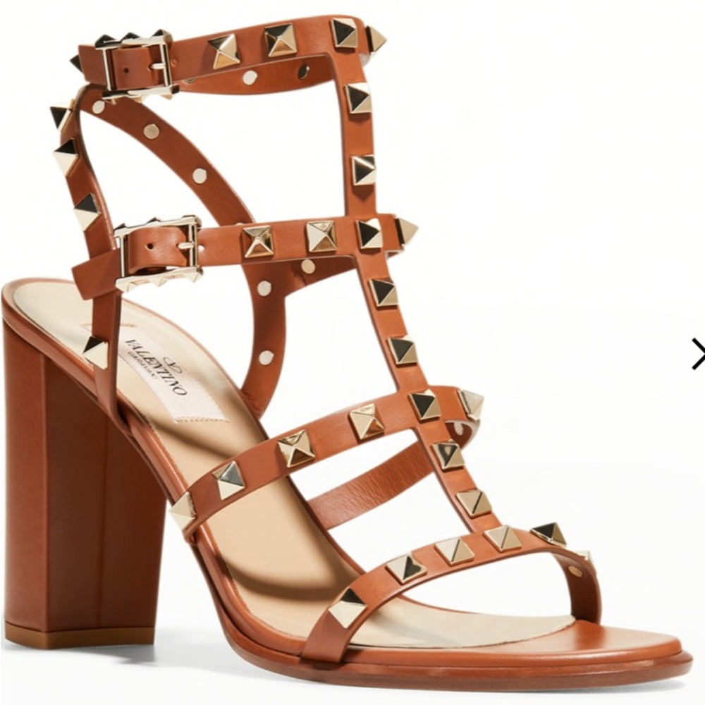 Valentino Garavani Rockstud Caged Leather 90mm City High-Heel Sandals Size 38.5